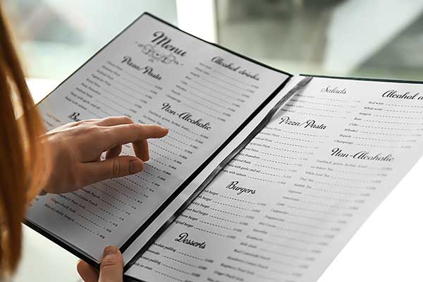 Laminated Menu